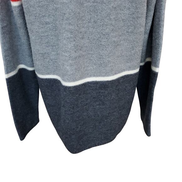 Vintage Pendleton Red Gray Wide Stripe Merino Wool Sweater Whipstitch V-neck M - Picture 10 of 13